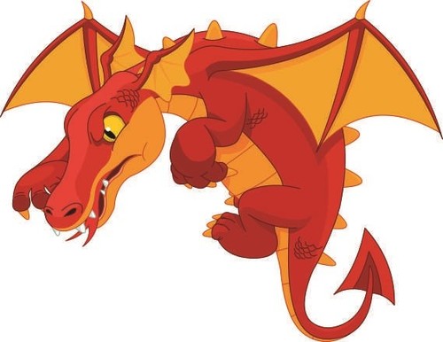 Aufkleber drache orange - drache,