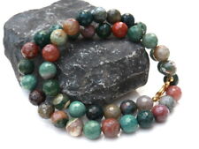 GOLDJUNGE69 * DAMEN COLLIER HALSKETTE HELIOTROP/BLUTJASPIS BUNT FACETT 10mm