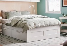 BRIMNES Bettgestell, Weiß, 140x200 cm, mit Schubladen