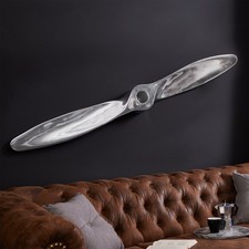 Authentische Wanddekoration SCREW II 110cm silber Flugzeug Propeller Dekoration