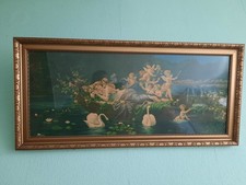 Engel • Schwäne • Schlafzimmerbild mit Rahmen • Vintage Deko