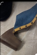 Damen-Pantoletten Jeansstoff