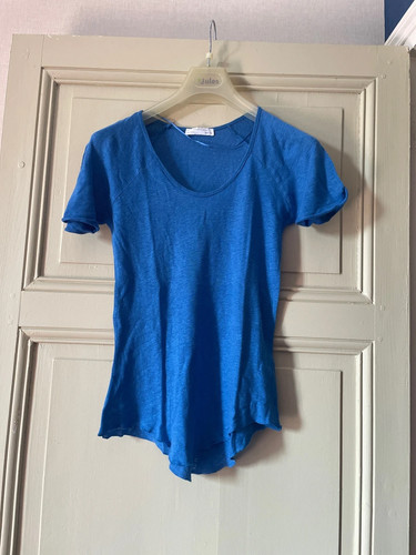 Zara shirt blau leinen - zara, t-shirt