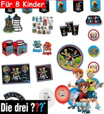DIE DREI FRAGEZEICHEN KIDS - Geschirr Deko Kindergeburtstag Detektive ??? Party