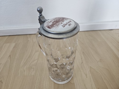 Bierkrug glaskrug zinndeckel - bierkrug,