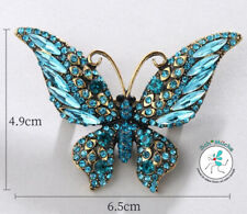 Brosche Schmetterling blau 5 x 6,5 cm Retro Amulett Glücksbringer Geschenkidee