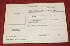 ORIGINAL DDR NVA Dienststellenausweis  AUSWEIS BLANKO