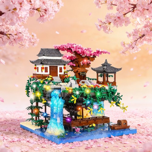 Pfirsichblüten teich japan - pfirsichblüten,