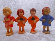 4 x Kunststoff Werbe Figur Eduscho - Usch und Ed - Vintage um 1970 - Reklame