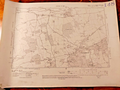 Original 1909 blatt karte - 1909, os