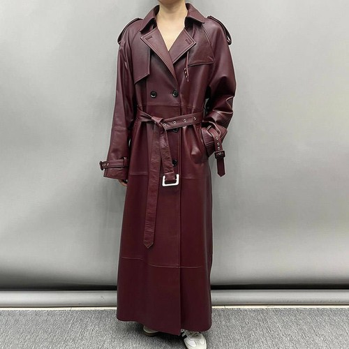Burgunder leder trench - burgunder,
