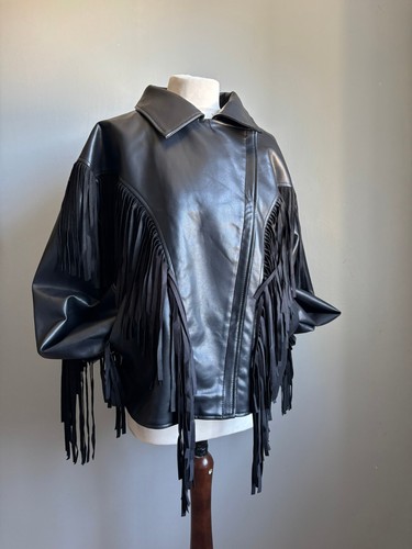 Fransen kunstleder biker jacke - fransen,