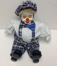 Puppe Clown Kopf Hände Schuhe aus Porzellan Stoffkörper Gr. ca. 43  sitzend 36cm