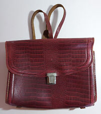 vintage Leder Tasche mit Trageriemen in Echsenhautoptik - Schultasche