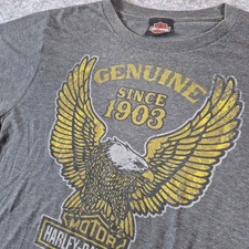 Harley-Davidson T-Shirt L Grau Dealer Shirt Frankfurt Germany Adler Biker Vintag