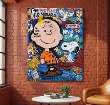 XXL LEINWAND BILD ER BIS 160x120x5 Peanuts Charlie Brown Snoopy POP-ART GRAFFITI