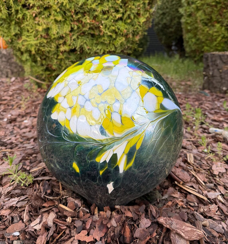 Gartenkugel 30cm petrol gelb - gartenkugel,