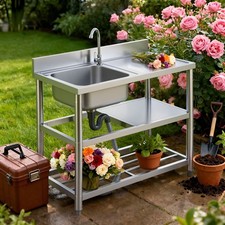 Edelstahl Küchenspüle Arbeitstisch Wasserhahn Spülbecken Waschtisch Gastrospüle