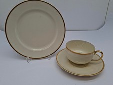 Thomas Ivory  " Tasse Unterteller Kuchenteller " Elfenbein - Weiß mit Goldrand