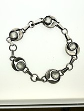 Silber 925 Sterlingsilber Armband Karl Laine Finnland mit Bergkristallen 19 cm