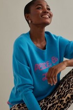 £120 Brandneu mit Etikett Anthropologie weicher Pullover reine Merinowolle Peace & Love Intarsien L