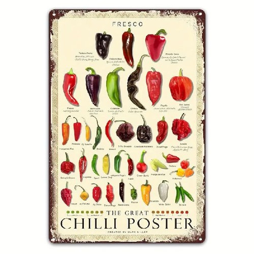 Blechschild chili poster - chili,