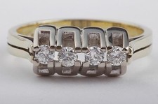 Diamant Brillant Ring mit 4 Brillanten in 585 14K Bicolor Gold Gr 56 *