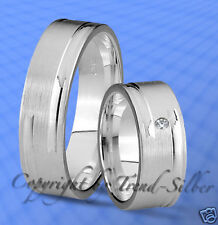 2 Ringe Trauringe , Eheringe mit Stein , Silber 925 , inklusive GRAVUR , J55-1