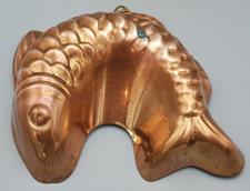 KUPFER kleine Backform FISCH ca. 13,5 x 11,5cm Made in Portugal vintage