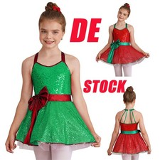 DE Mädchen Pailletten Ballettkleid Tanzkleid Ärmellos Prinzessin Kleid Kostüm