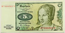 Deutsche Bundesbank 5 Mark 1980 ss  Banknoten BRD Papiergeld Geldschein