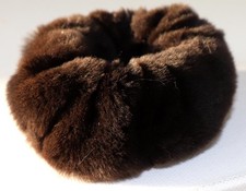 Nerz Haargummi Samt Pelz Armband Fell Haar Scrunchie Zopf Band HaarSchmuck Braun