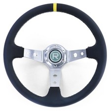 Sportlenkrad geschüsselt TYP 2 Echt Leder Alu Schwarz 350mm für Momo Sparco