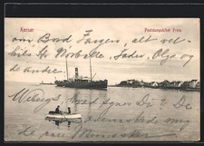 Ansichtskarte Korsor, Postdampskibet Freia 1914 