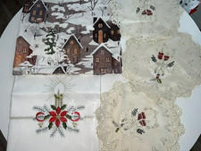 Weihnachts tischdecken Konvolut 1x neu und 3 runde gebraucht + Kissenbezug