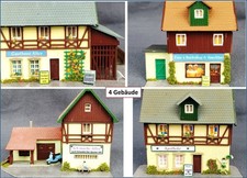 Modelleisenbahn 4 Häuser  Gebäude  Spur TT Wohnhaus  Gasthaus Apotheke Werkstatt