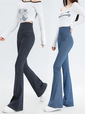 Damen Schlaghose Jeans Bootcut Hose Hüftjeans Stretchjeans Flared Weites Bein