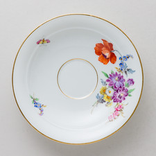 Meissen Untertasse Schwanenhals Kaffee Bunte Blume Bukett 1. Wahl unb.