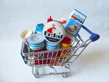 EINKAUFSWAGEN aus METALL  und viel ZUBEHÖR für den KAUFMANNSLADEN