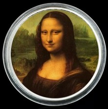 Mona Lisa / Gemälde von Leonardo da Vinci - MEDAILLE - KOLORIERT -SILBER AUFLAGE
