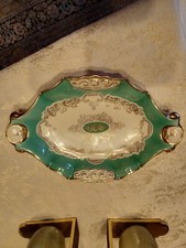 Sehr altes Teller/Schale Schlegelmilch grün/gold