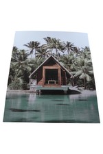 DESENIO Poster Strandhaus Palmen Landschaft 60x50cm Elegant Tropical Papierkunst