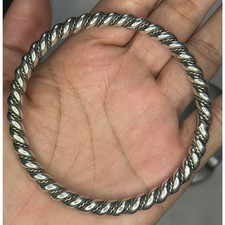 10KT Weiß Gold Über Solid & Schwer Verdreht Band Armband Unisex Stil 20.3cm