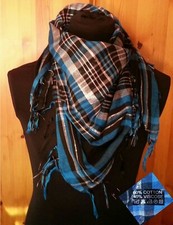 Pali-Tuch Schal Halstuch⭐Geometrisches Muster+Franzen⭐blau schwarz silber⭐NEU