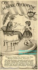 Tee Teekanne Reklame von 1921 Mutter Tochter Sonnenschirm Sommer Werbung tea ad
