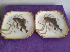 Antiker deutscher Steingut-Fischsatz, signiert Franz Anton Mehlem um 1900-1920