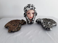 Herren/Damen Pilotenmütze Chapka Fell-Fliegermütze + tigerprint + Nr. 77-79 +