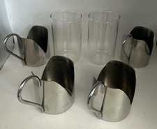 Becherhalter 4 Edelstahl Chrom Glashalter mit 2 Einsätzen Gläser