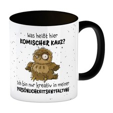 Eule Kaffeebecher in schwarz