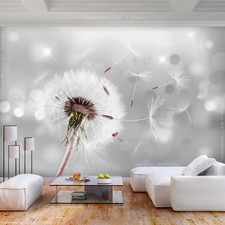Blumen Pusteblume Grau VLIES FOTOTAPETE 3D WOHNZIMMER TAPETE WANDBILD XXL